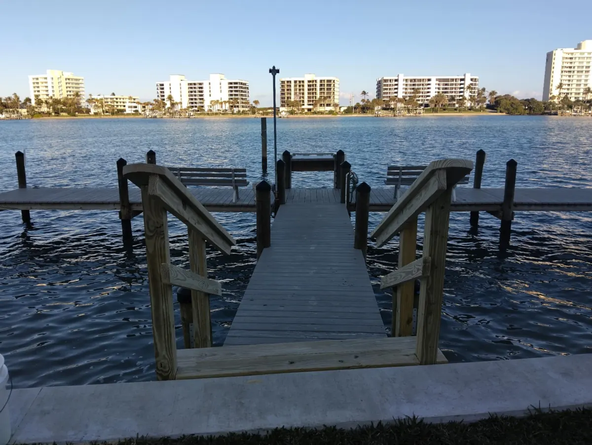 New dock and stairs on the water built by Coastline Innovations