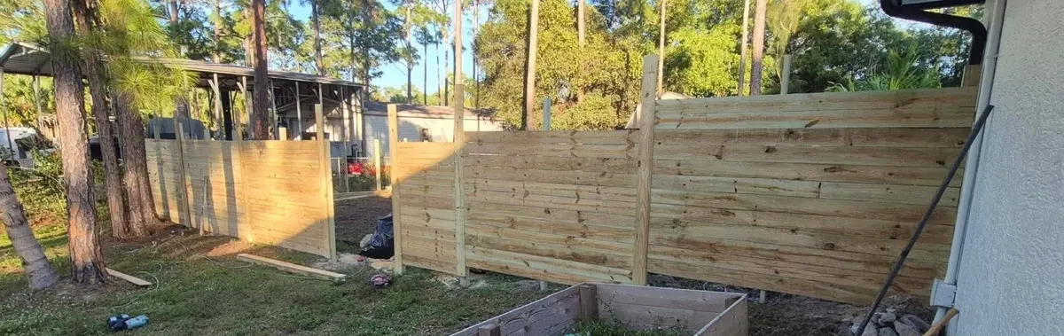 Panels going up along the property line