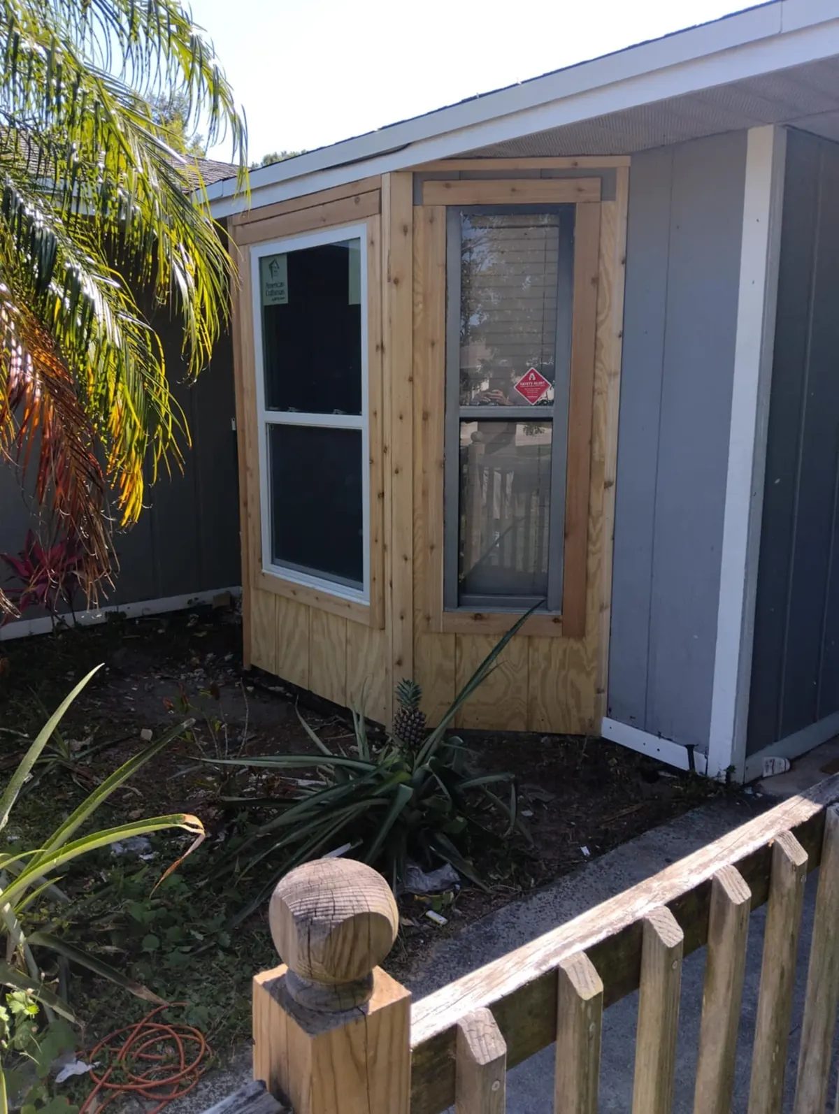 New siding and trim on a bump-out before paint